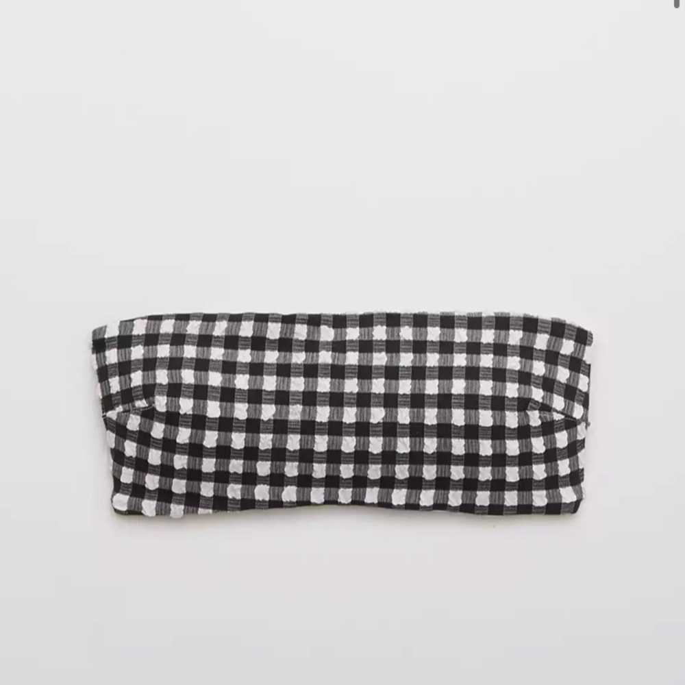 Aerie Bandeau Gingham Print Bikini Top